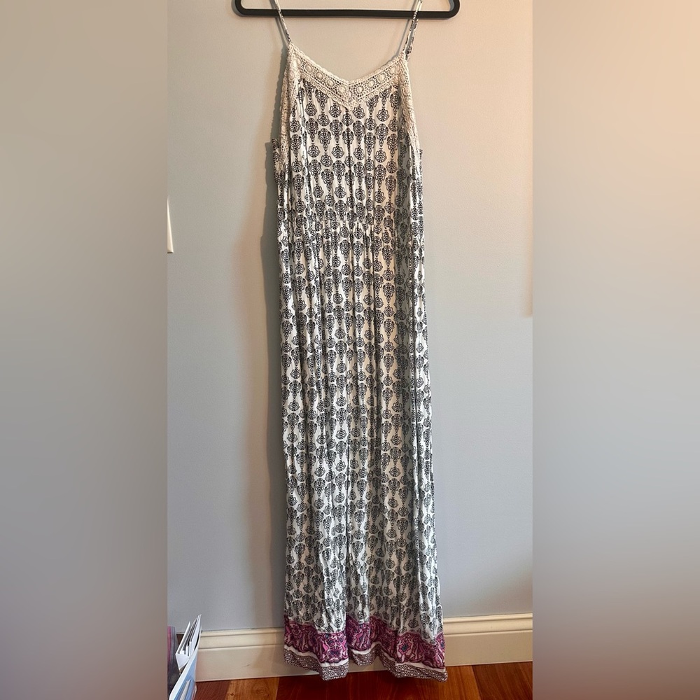 Suzanne Betro summer maxi dress black/wht/pink